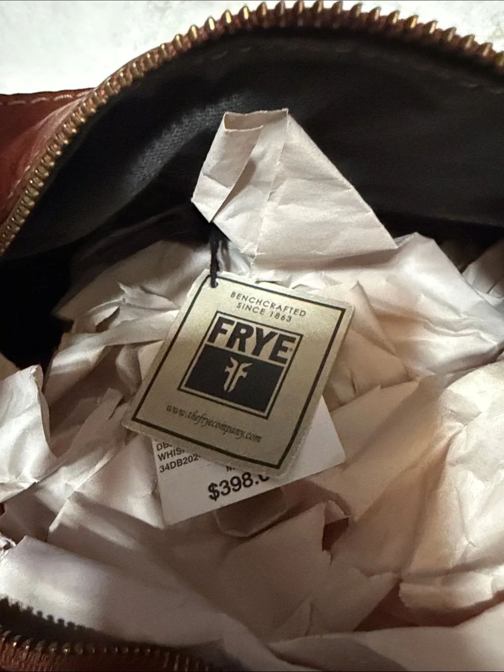 Frye Artesian Hobo Bag in Whiskey Genuine Leather NWT